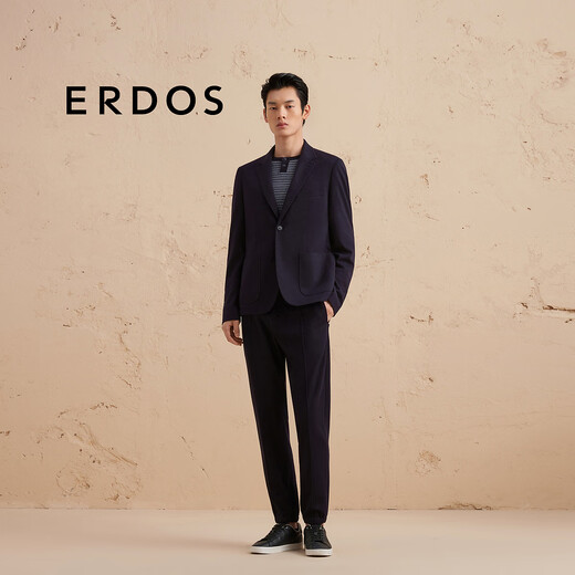 ERDOS 无开衩商务休闲职场通勤羊毛混纺西装男西服外套 藏蓝 L 175/96A
