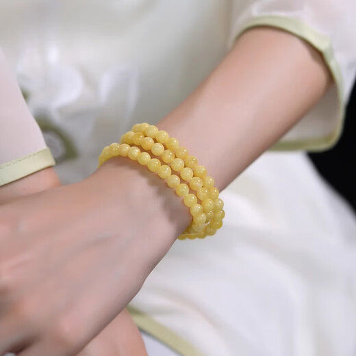 Goldsmith's collection grade Russian beeswax multi-circle bracelet 5-6.5mm natural amber three-circle beads loose bead bracelet for women ZB9 bead diameter about 6mm