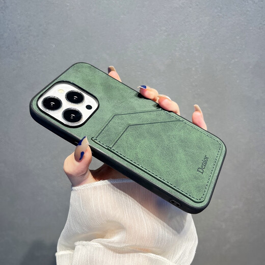 英凯伦 苹果15手机壳磨砂带卡包iphone14promax全包防摔新款简约高端时尚保护套男女款 时尚灰【双卡槽 高档皮质】 iPhone 15 Pro