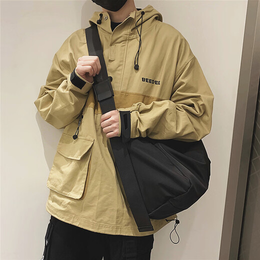 
Cool Kangaroo Mixed Old Fashionable Brand Shoulder Bag Men's Large Capacity Travel Crossbody Bag Trendy Sports Fitness Commuter Backpack 6227 Dark Night Black Small