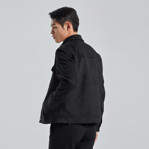 Lilanz official imitation suede jacket men's coat lapel embossed fashion 24 autumn black 180/96A