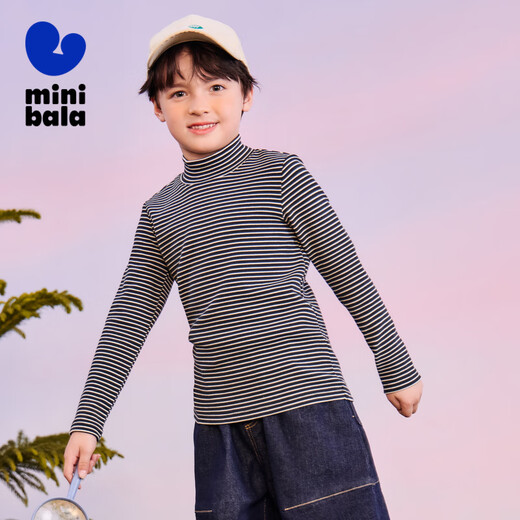 Mini Bala parent-child glutinous rice T-shirt for boys and girls 2024 winter new high-neck bottoming shirt