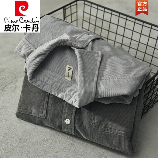 皮尔卡丹（pierre cardin）2025年春秋季男士工装衬衣夹克潮流休闲宽松外套灯芯绒衬衫上衣男 DN9717橘红色 XL