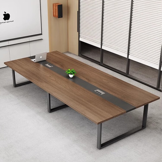 民溪会议桌【当日发货】长桌简约会议室洽谈桌工作办公桌接待培训桌 【橡木灰+黑架】加厚桌面 【480*130cm】 18人可坐