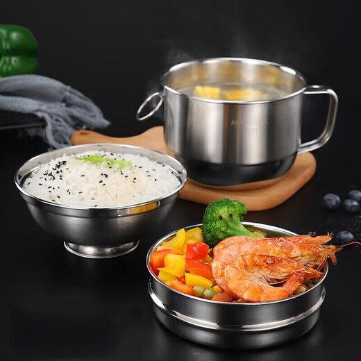 MAXCOOK stainless steel lunch box, fast food cup and bowl, student lunch box, instant noodle bowl, instant noodle cup, second layer 14cm MCFT047