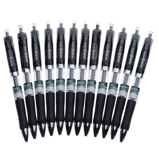 HERO Hero 672 neutral pen 12 pack large capacity business office neutral pen exam water pen 0.5mm black [12 pieces/box]