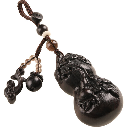 Naais ebony gourd keychain car key pendant handmade wooden keychain retro style gift for men and women little elephant Ruyi