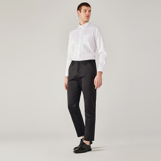 ROMON business casual straight trousers men's anti-wrinkle-free stretch formal men's trousers XK826 black 31