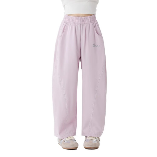 moonkids girls ice silk scimitar wide-leg pants summer 2025 new children's cool casual pants big children's summer mosquito-proof pants [15251 purple + 15261 light khaki] 160 cm