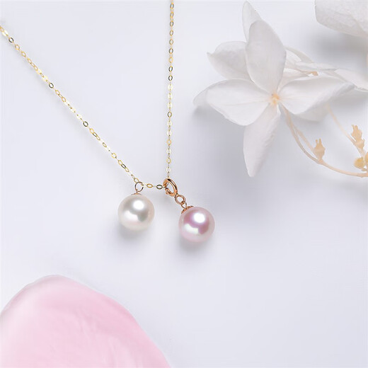 Xibanyuan 18K freshwater akoya perfect round bright light living mouth pendant lifting diy single pearl accessories spring buckle gold 4.5-5mm