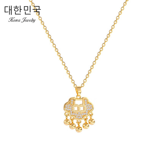 Nouveau collier de verrouillage de la paix rétro chinois pour les femmes de style chinois personnalisé la chaîne de la clavicule Tempérament micro-infligé Niche Pendant Gift XL671 Gold-Titanium Steel Chain