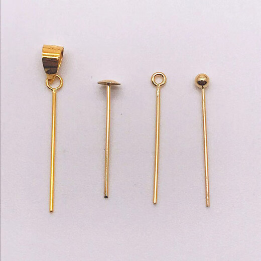 WSAY 18k gold buckle universal 18 kinds of plain plug light pearl needle full hole pearl sealing back cover plus counter 18K gold golden yellow supermarket round T needle 15MM one