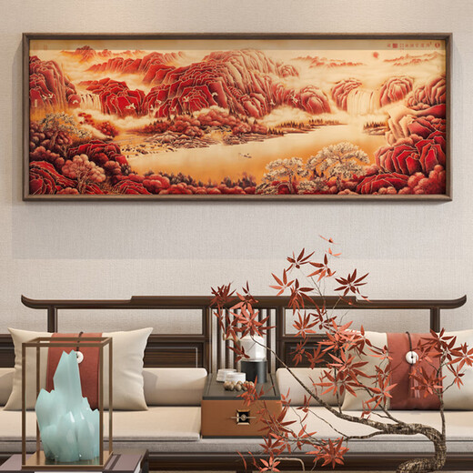 Yaji Lan Hongyun Cabeza Pintura De Paisaje Nuevo Estilo Chino Pintura Colgante Fondo De Sofá Decoración De Pared Pintura De Pared Paisaje De Oficina Impresión De Oricalco Estilo De Paisaje De Cabeza Hong Yun 2000*728mm