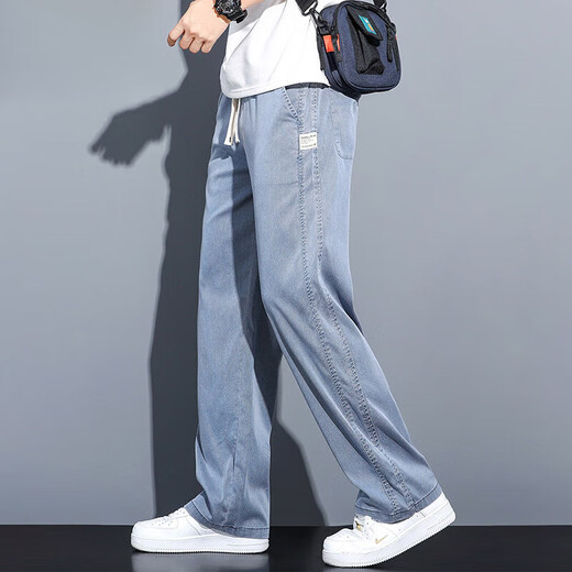 Jeep Spirit2024 Sommer Tennis Jeans Männer loser, lockerer Weitbein langer Hosen Herrenstil 1048 Gray M 90-115jin [Jin entspricht 0,5 kg]