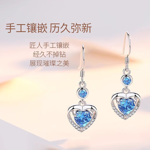 MZMZ platinum earrings for women PT950 platinum earrings long light luxury earrings Valentine's Day birthday gift for girlfriend and wife light luxury style - white diamond