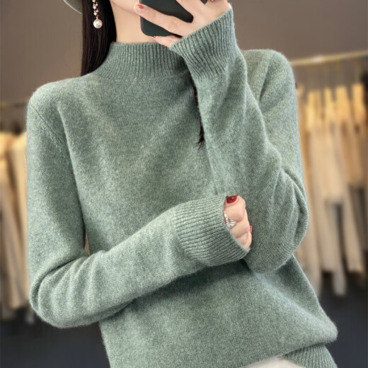 Ordos Cashmere Sweater Women's Cashmere Sweater Self-operated Official Flagship Store Half Turtleneck Sweater Women's Loose Popular Large Raw Velvet Mi S