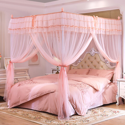 
Floor-standing mosquito net household 2024 new wedding bed tent three-door encrypted thickened wedding room pattern account 9923 pink 1 point 2m4 feet bed