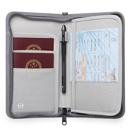 Bolsa de pasaporte de viaje al extranjero, billetera, bolsa de almacenamiento de pasaporte, clip de pasaporte, almacenamiento de viajes, billetera de identificación en el extranjero, boletos de aire, tecnología gris (sin capas) Bolsa de pasaporte antirrobo
