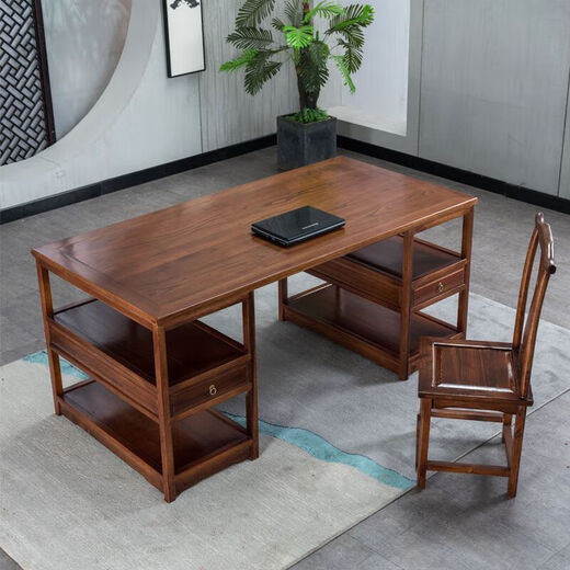 Chinese calligraphy table solid wood painting case calligraphy and painting table rosewood desk antique Chinese study desk writing desk log desk 1.3 meters single table golden rosewood