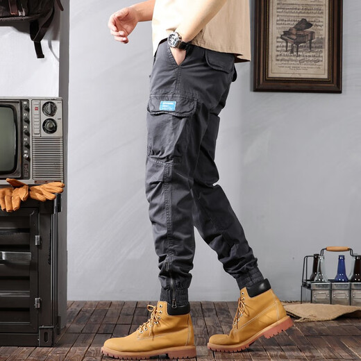 Berühmte Sommer-Tarnung Overalls für Männer losen Krawatten Casual Hosen für Männer Stretch Sport Multi-Tocket Harem Hosen Kamel 28 [90-110jin [Jin gleich 0,5 kg]]]