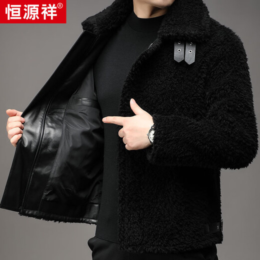 恒源祥时尚100%羊毛毛呢大衣男士秋冬季新款大翻领夹克中年呢子外套男潮 灰色 2XL
