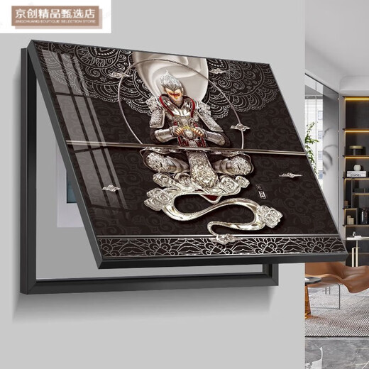 Das dekorative Gemälde der Messkasten, die Schlacht von Buddha, Sun Wukong, hängende Malerei, Blockierung der Verteilungsschachtel, Hauptschalterbox, Wandbild, Affenkönig, 16822+Schwarzer Rahmen, 40*30+Kristalloberfläche+Hanging Model