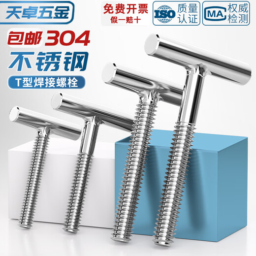 Tianzhuo Hardware 304 stainless steel T-shaped screw cylindrical welding nail T-shaped screw screw bolt M4M5M6M8M10M12mm M10*40