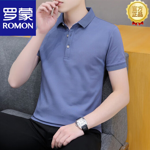 Romon Sommerkragen-T-Shirt für die kurzärmelige Paul-Hemd-Hemd-Hemd-Paul-Hemd-Paul-Hemd-Paul-Hemal-Blau-Blau-Blau-Blau-Blau-Blau-Blau-Qy686-L120-135jin [Jin entspricht 0,5 kg]
