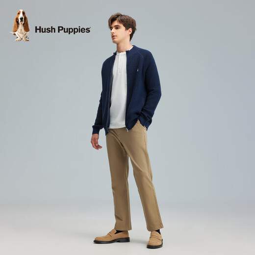Hush Puppies Spring et automne pour hommes et automne Waffle Waffle Trigan Cardigan simple collier de bouteille 075 Bleu foncé 1 xxl