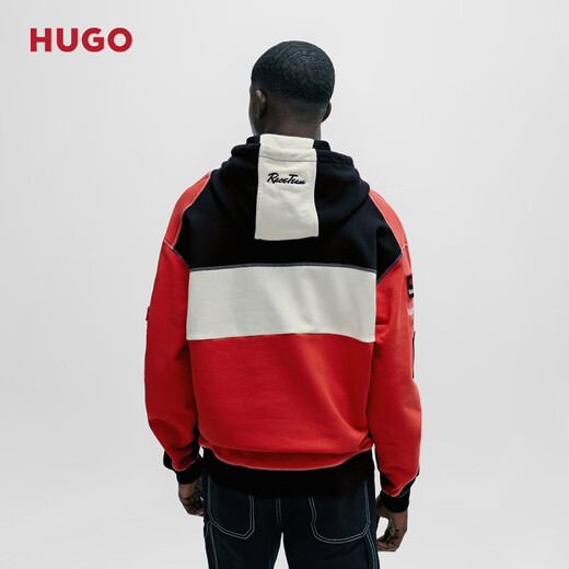HUGO男士棉质赛车细节连帽卫衣 693-红色 XL