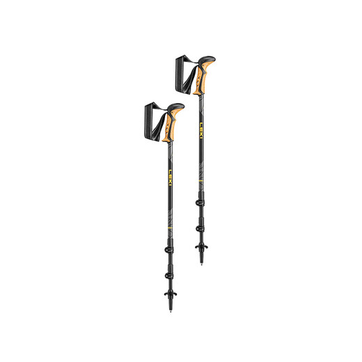 LEKI trekking pole KHUMBU lightweight, wear-resistant, comfortable grip, stable support, adjustable outdoor hiking pole, black and yellow, 100-135 cm