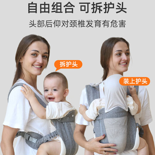COOKSS婴儿背带抱娃神器婴儿双肩前抱式宝宝大童0-3岁简易纯棉防晒透气
