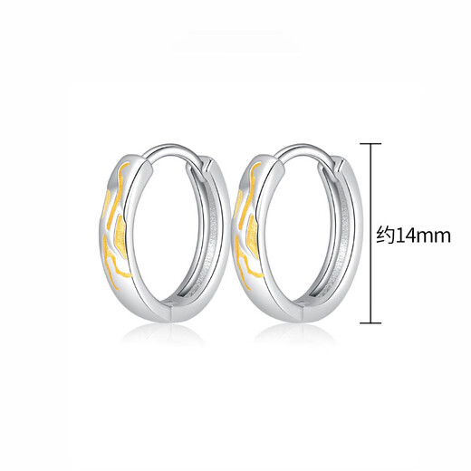 Xili S999 Pure Silver Gilt Earrings Men's Trendy Single Pair of Earrings Birthday Gift for Boyfriend, Brother and Girlfriend 999 Pure Silver Gold Single