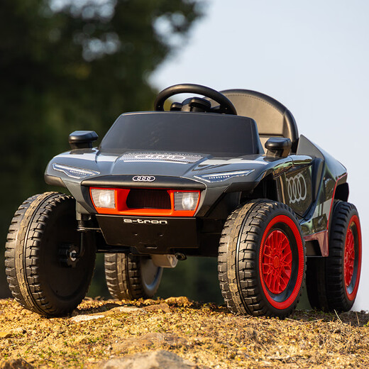 Ogulun remote control car can sit on Audi baby toys first birthday gift for children children's electric car four wheels dark gray + leather seat + foam wheels
