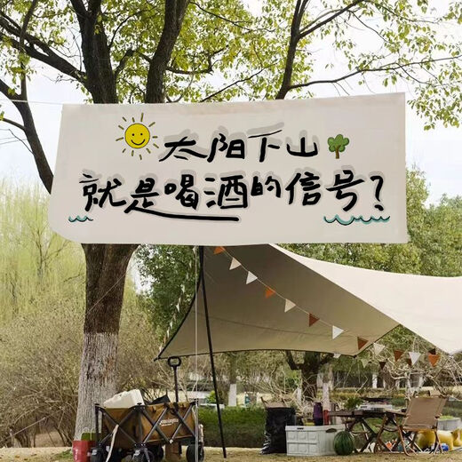 Feather pocket outdoor camping hanging cloth to go to the camping site for picnics and play text tapestry camping camp atmosphere decorative background cloth DZQ09 width 1.5 height 0.6 tool kit