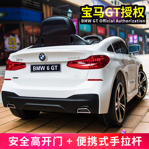 WORK BABY children's electric car BMW four-wheel drive authorized baby remote control four-wheel car children's toy car can sit on one-year-old gift, standard white dual-wheel drive + remote control self-driving