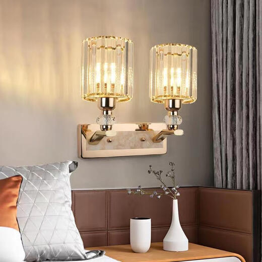Ganxin new modern minimalist bedroom bedside lamp light luxury crystal wall lamp living room study corridor aisle stairwell lamps 12 models with LED three-color light 12W