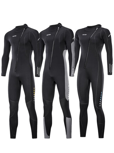 1.5/3MM one-piece wetsuit, warm sea swimsuit, paddleboard, windsurfing, motorboat rescue, cold-proof wetsuit, 1.5MM black men's hands and feet, no zipper, knee wear-resistant, L