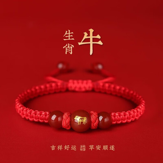 2025 Year of the Snake, Zodiac Year Red Rope Twelve Zodiac Bracelets for Boys and Girls Couples Handmade Jewelry Agate Bracelets Hai Pig