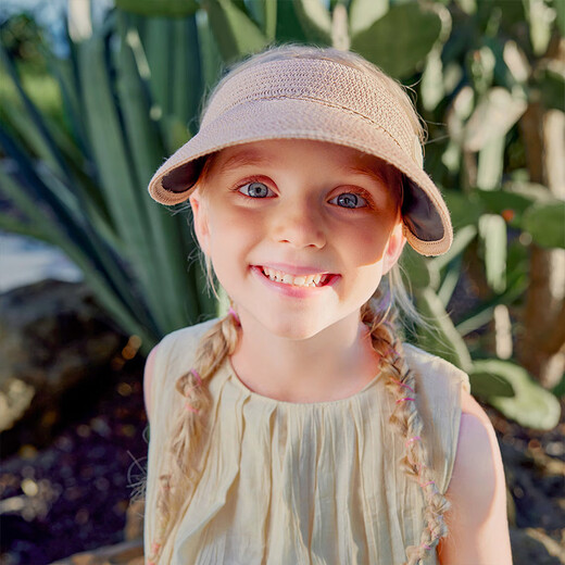 
Lemonkid children's cool fiber woven straw hat for boys and girls breathable sun protection sun hat casual simple adjustable hat wing fairy tale powder hat 50-56cm