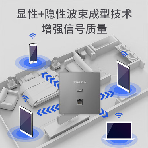 普联（TP-LINK） AX1500双频千兆全屋WiFi6面板AP路由 POE供电AC管理 TL-XAP1502GI-PoE 薄款香槟金（方）易展版