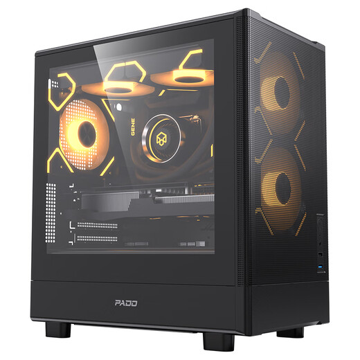 半岛铁盒（PADO）风度4 黑色 台式电脑桌面小机箱 玻璃侧透/面板网孔散热/支持M-ATX主板/顶部240水冷