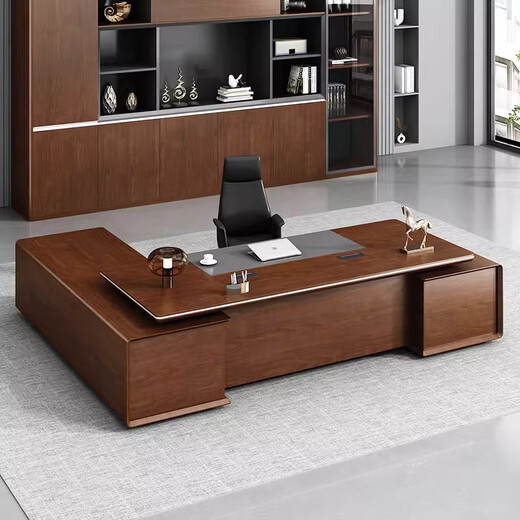 Aosenmingxin Chinese high-end boss desk President desk solid wood walnut mountain pattern desk Chairman's office executive desk 2.0 meters boss desk