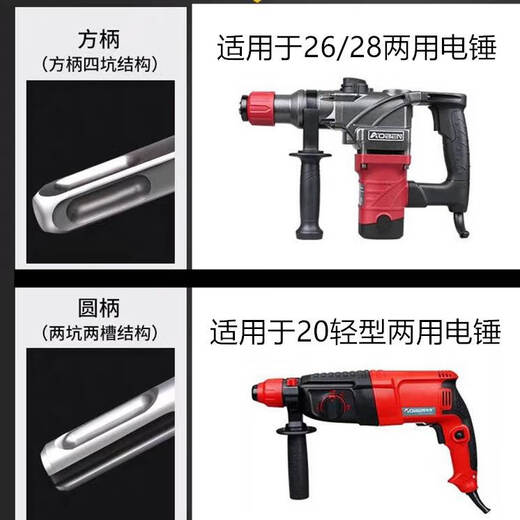 惠利得方大王方柄四坑非标7/9/11/12.5/13/15/16.5mm电锤钻头混凝土植筋 方柄11150十支装