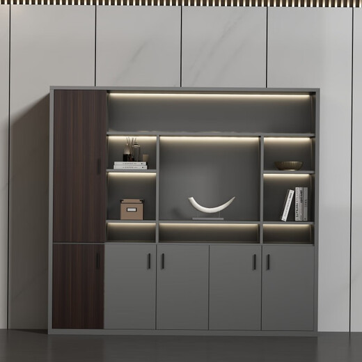 European wooden simple light luxury boss office desk and chair combination simple modern president desk supervisor desk leader office computer desk black walnut + iron gray 2.4 meters boss table + boss chair