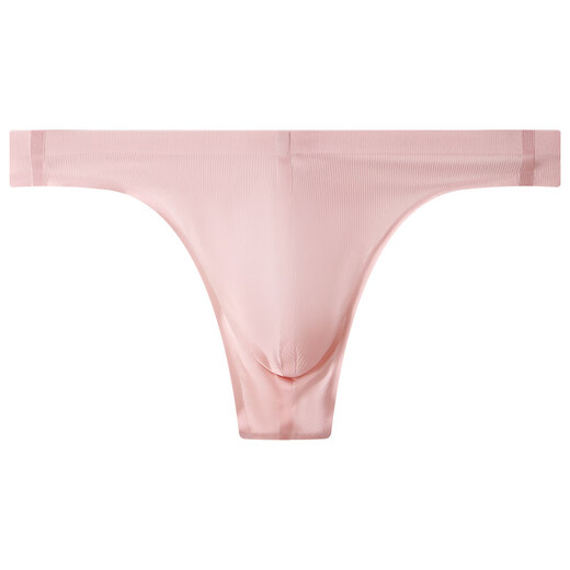 Long Night Men's Sexy Ice Silk Thong Low Waist Seamless Boys' Underwear Sexy Personalized T-Pants Three-dimensional U-convex Breathable Underwear Black XXL 140-160Jin Jin equals 0.5 kg