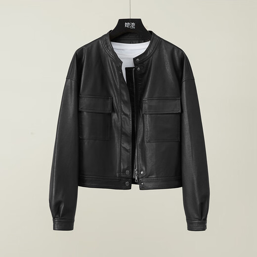 Sie Chi Motorradstil PU Lederjacke für Frauen 2025 Herbst Kleidung neue modische lässige einfache Standkragen Solid Color Jacke Jacke
