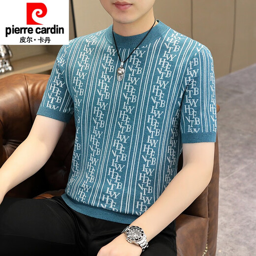 皮尔卡丹（pierre cardin）半高领毛衣男士短袖针织衫新款秋冬季加厚打底衫男款保暖半袖t恤 1105咖色 M 90-110斤