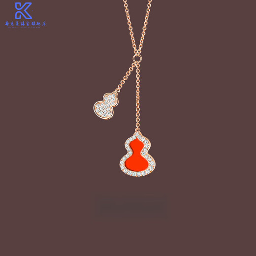Fat Donglai's same style 18K gold gourd pendant necklace for women summer light luxury niche 2023 new k rose gold agate red agate double gourd necklace