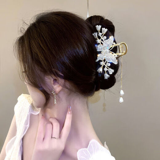 Crystal wheat ear hairpin hairpin headwear female high-end 2025 new style grabber clip back of the head shark clip ladies birthday gift